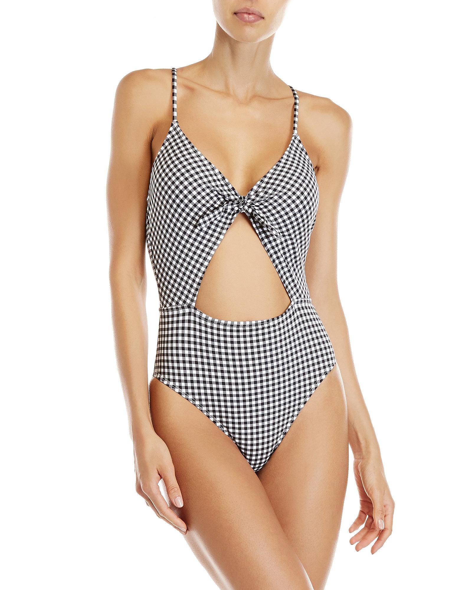 gingham cut out swimsuit