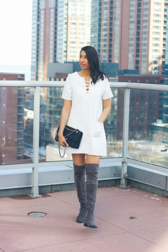 Tweed White Dress & Mixed Metals | Lows to Luxe