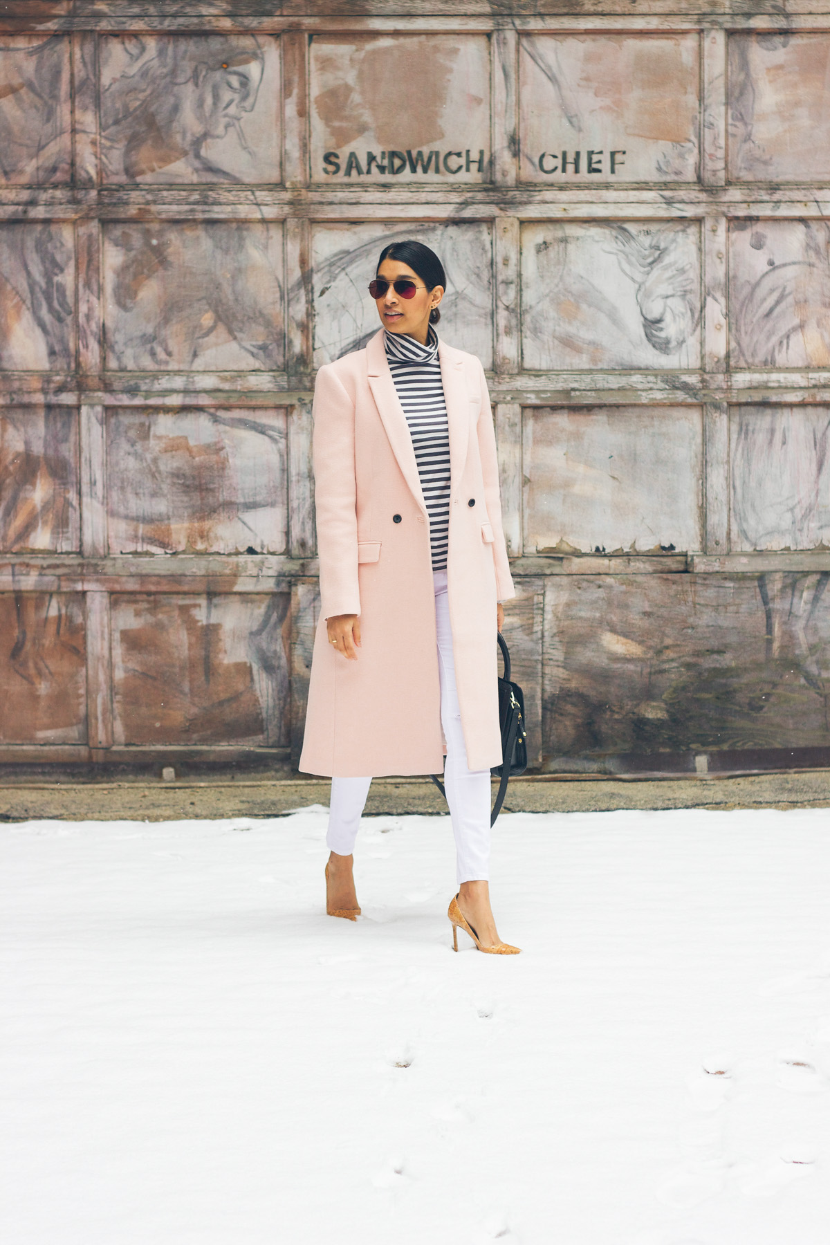 blush pink coat