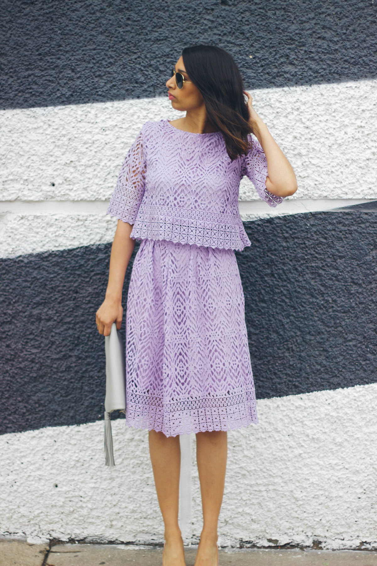 purple lace midi skirt