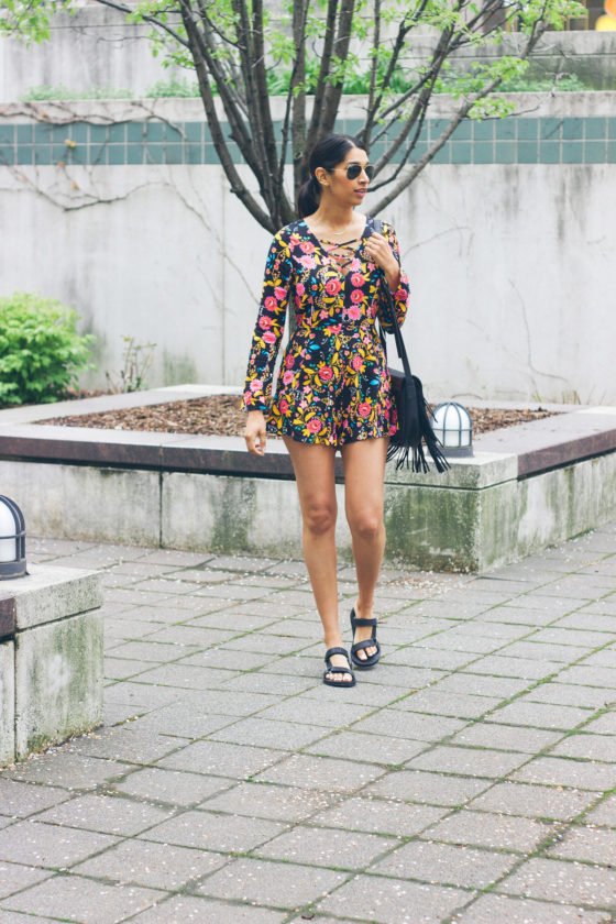 flower boho romper