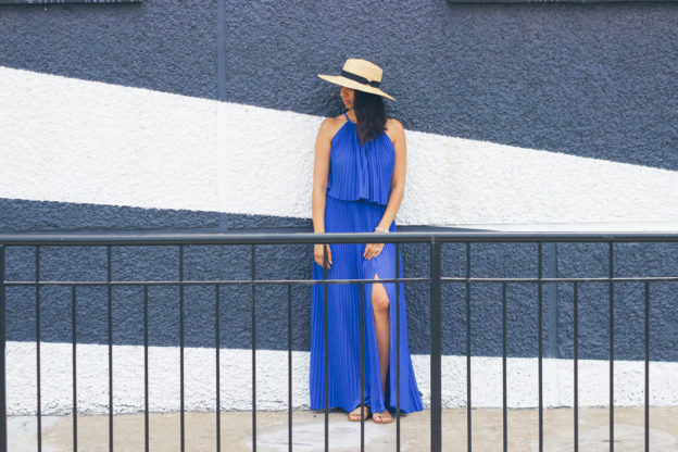 line and dot blue maxi