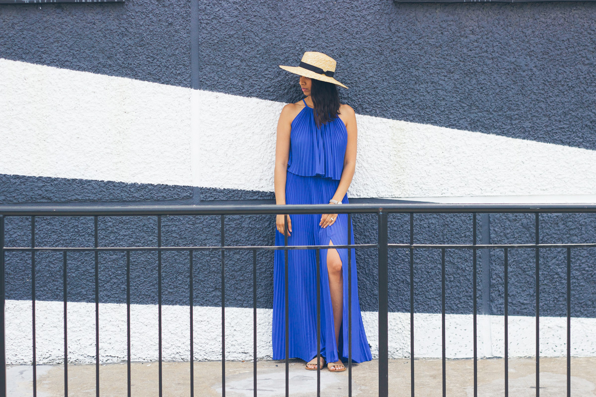 line and dot blue maxi 