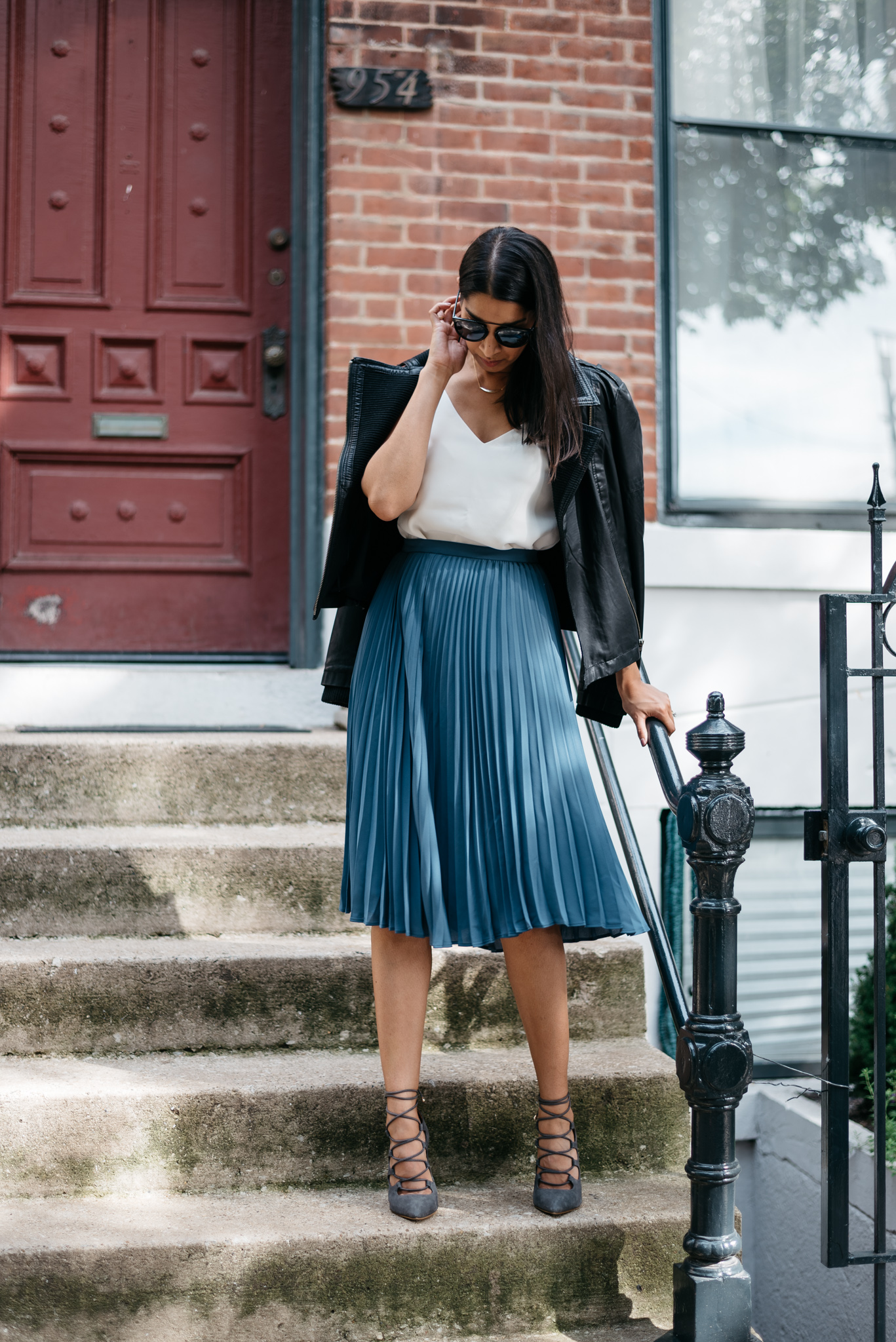 blue midi skirt