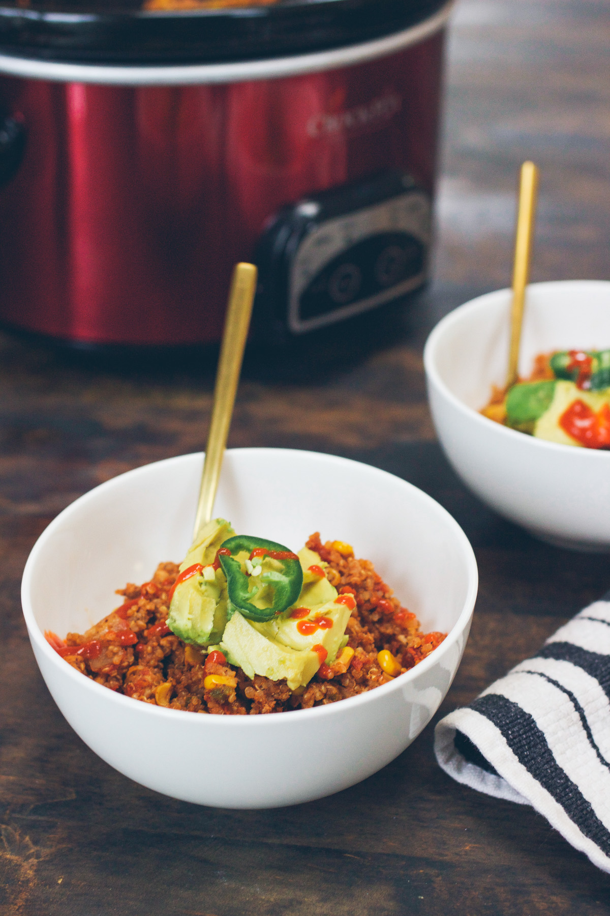 A Crock-Pot® Slow Cooker Turkey Enchilada Quinoa | Lows to Luxe