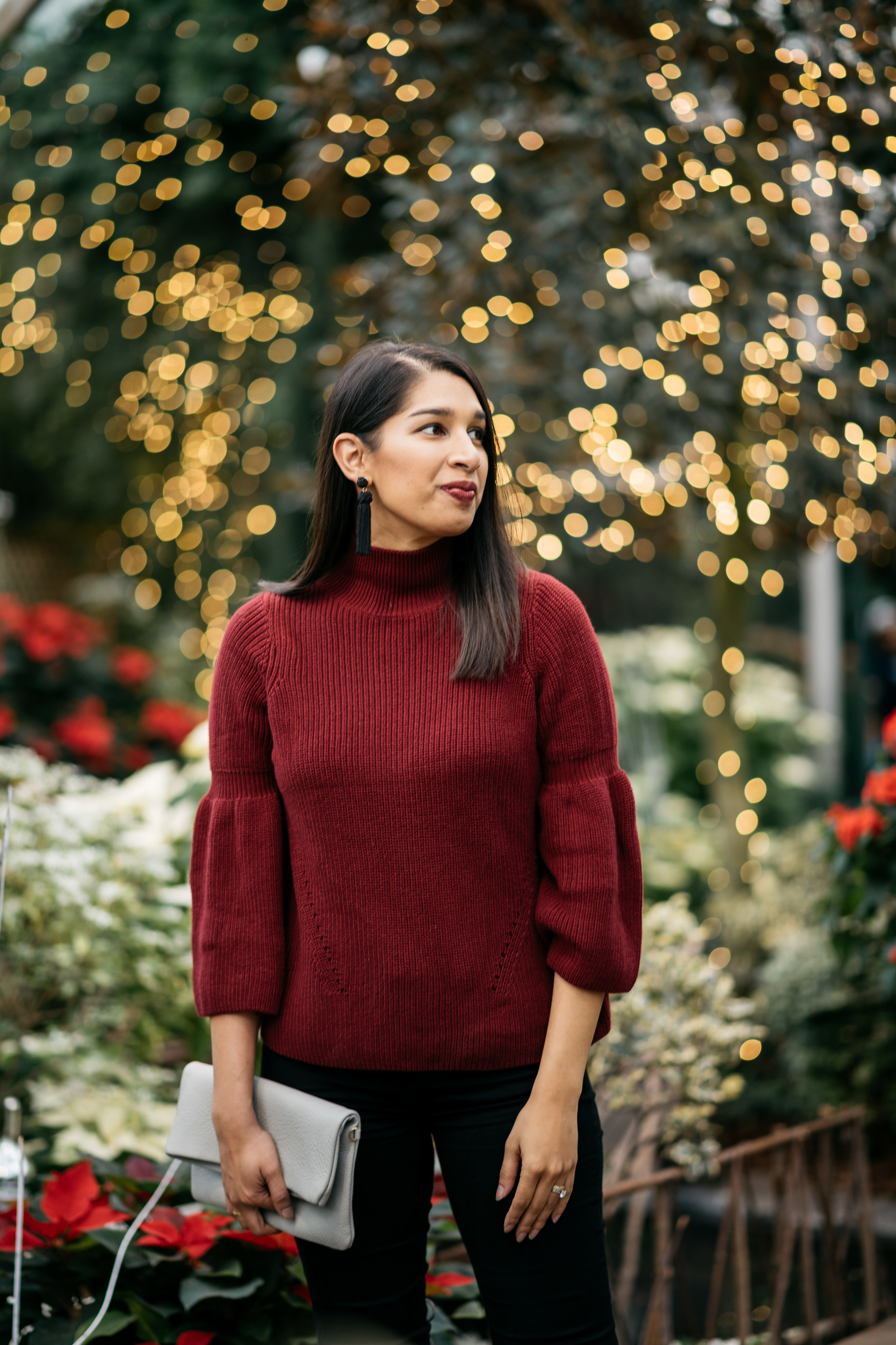 bell sleeve red sweater