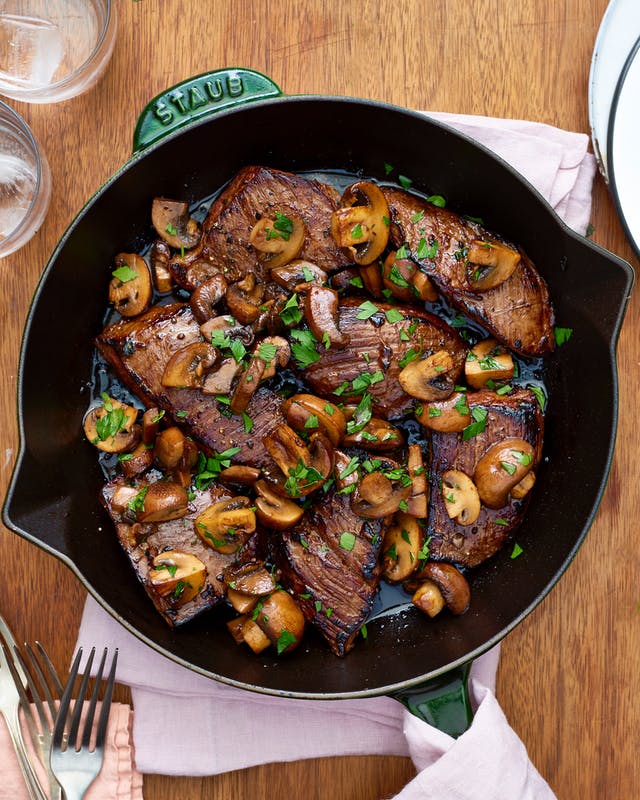 steak tips and mushrooms