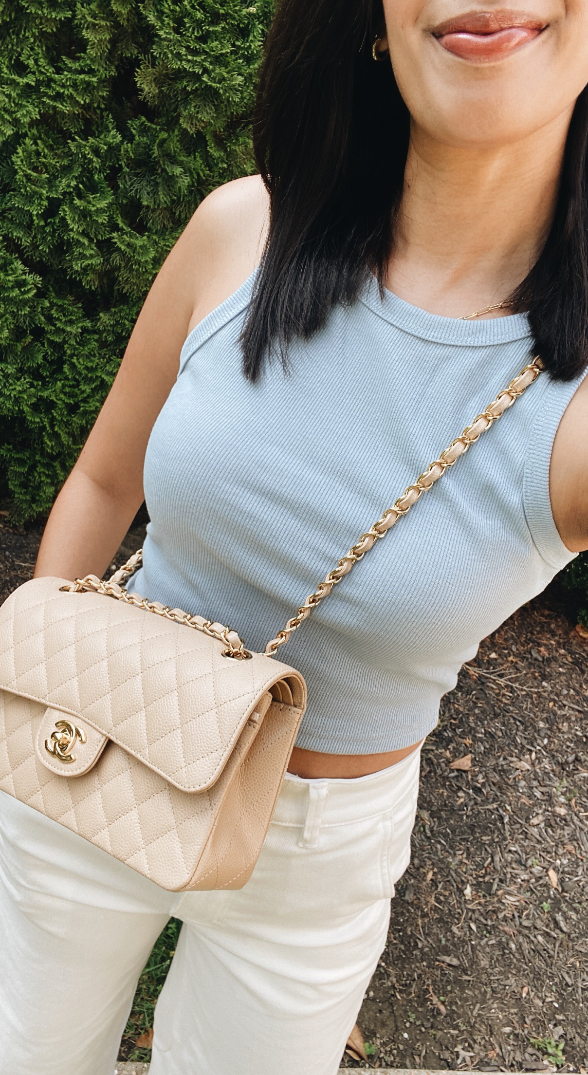 chanel mini flap bag outfit